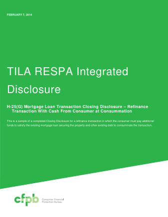 CFPB Mortgage Form 201403 CFPB CLOSING DISCLOSURE COVER H25G