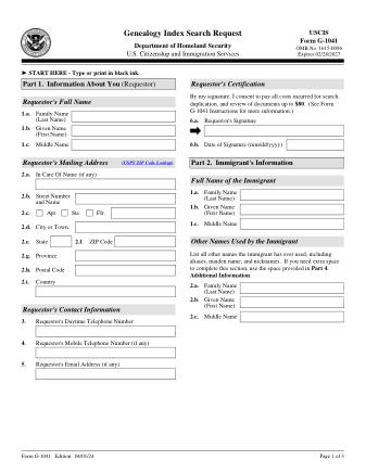 USCIS Form G-1041