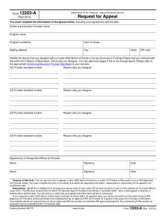 IRS Form 12203A