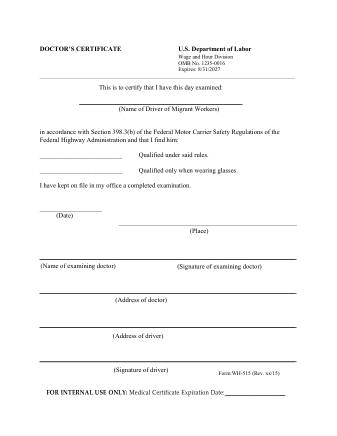 DOL Form WH515