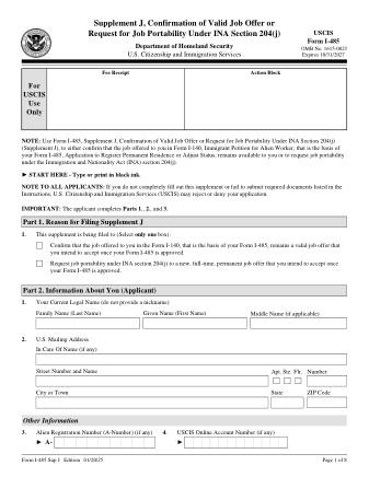 USCIS Form I-485SUPJ