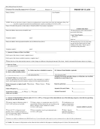 US Courts Form B 010