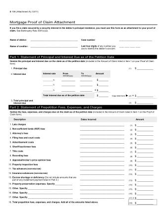US Courts Form B 010A