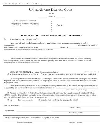 US Courts Form AO093A