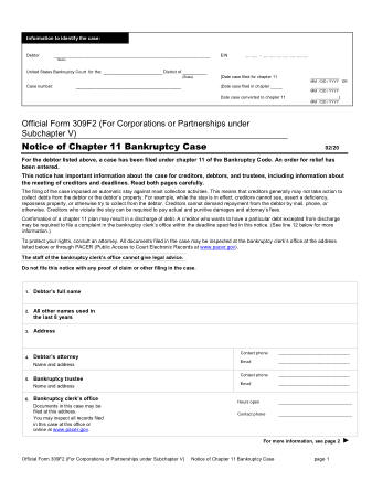 US Courts Form B 309F2 0220