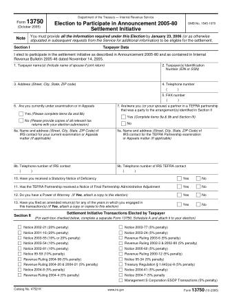 IRS Form 13750