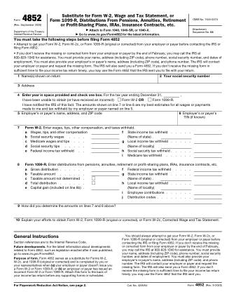 IRS Form 4852