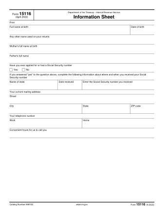 IRS Form 15116
