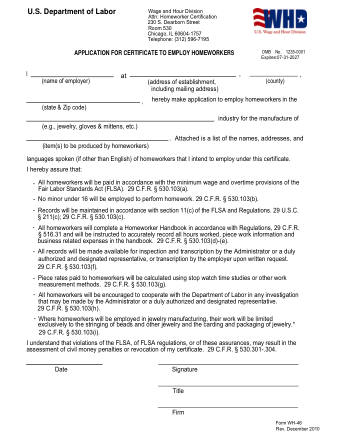 DOL Form WH 46