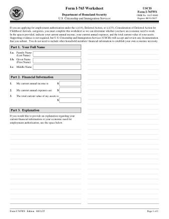USCIS Form I-765WS
