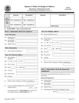 USCIS Form I-865