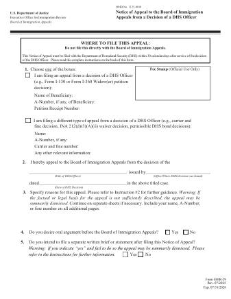 USCIS Form EOIR-29