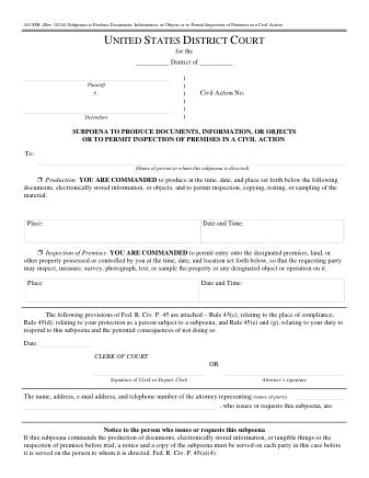 US Courts Form AO088B