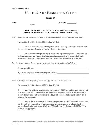 US Courts Form B 283