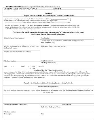US Courts Form B 009B