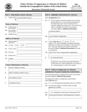 USCIS Form G-28I