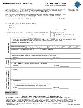 DOL Form OWCP 17