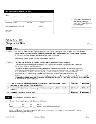 US Courts Form B 113 1217 0