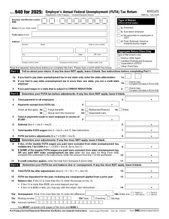 Form 940 - Employer's Annual Federal Unemployment Tax Return