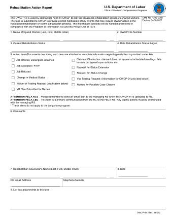 DOL Form OWCP 44