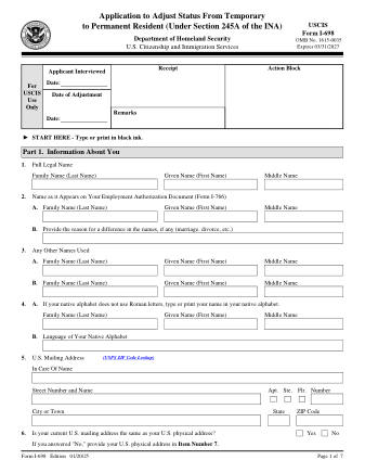 USCIS Form I-698