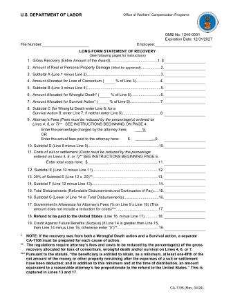 DOL Form CA 1108