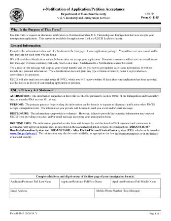 USCIS Form G-1145