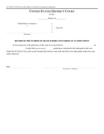 US Courts Form AO190