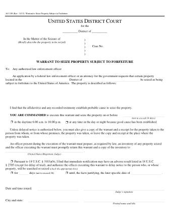 US Courts Form AO109