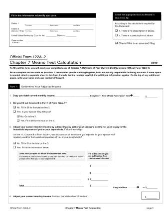 US Courts Form FORM 122A 2.0419 0