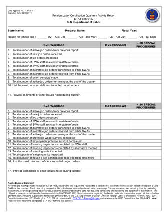 DOL Form ETA 9127