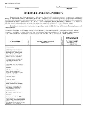 US Courts Form B 006B 1207F