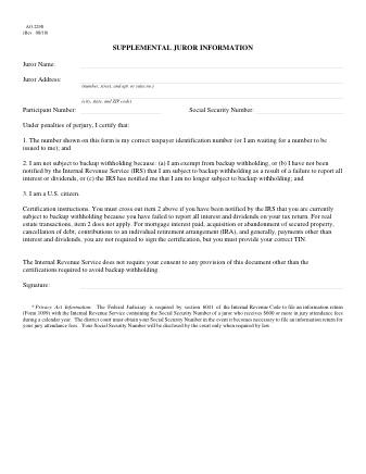 US Courts Form AO229S