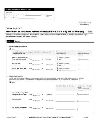 US Courts Form FORM 207