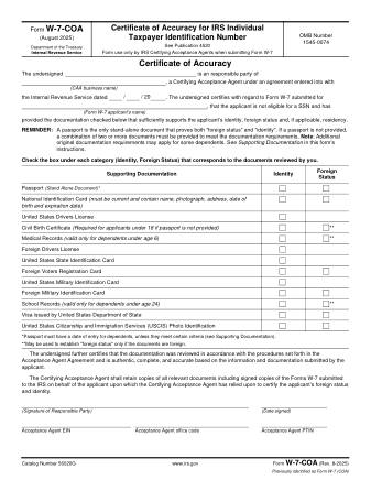 IRS Form W7COA