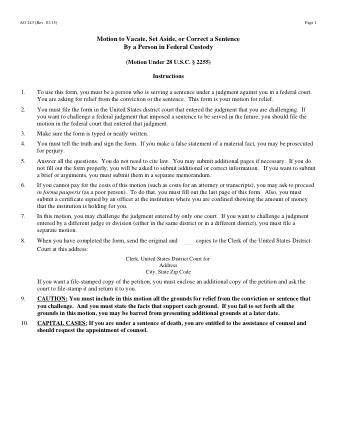 US Courts Form AO243 0