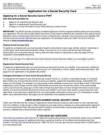 Form SS-5 - Application for a Social Security Card